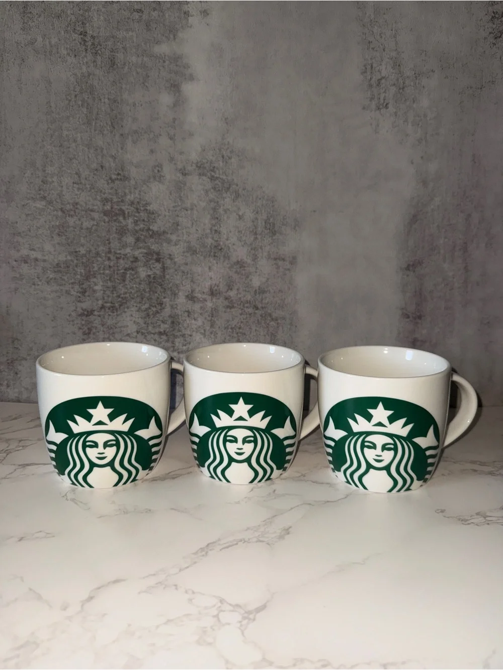 Starbucks White Mugs with Green Siren Logo - Trio